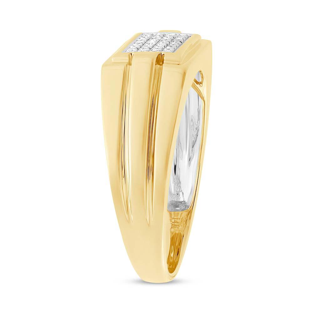 14k Yellow Gold Diamond Men's Ring - 0.14ct