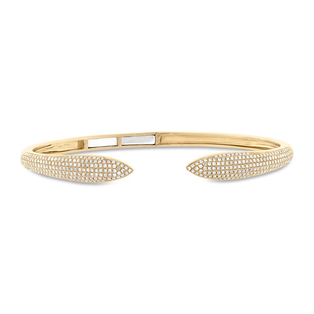 14k Yellow Gold Diamond Claw Bangle - 1.08ct