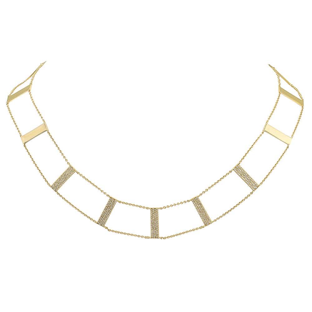14k Yellow Gold Diamond Ladder Necklace - 0.71ct