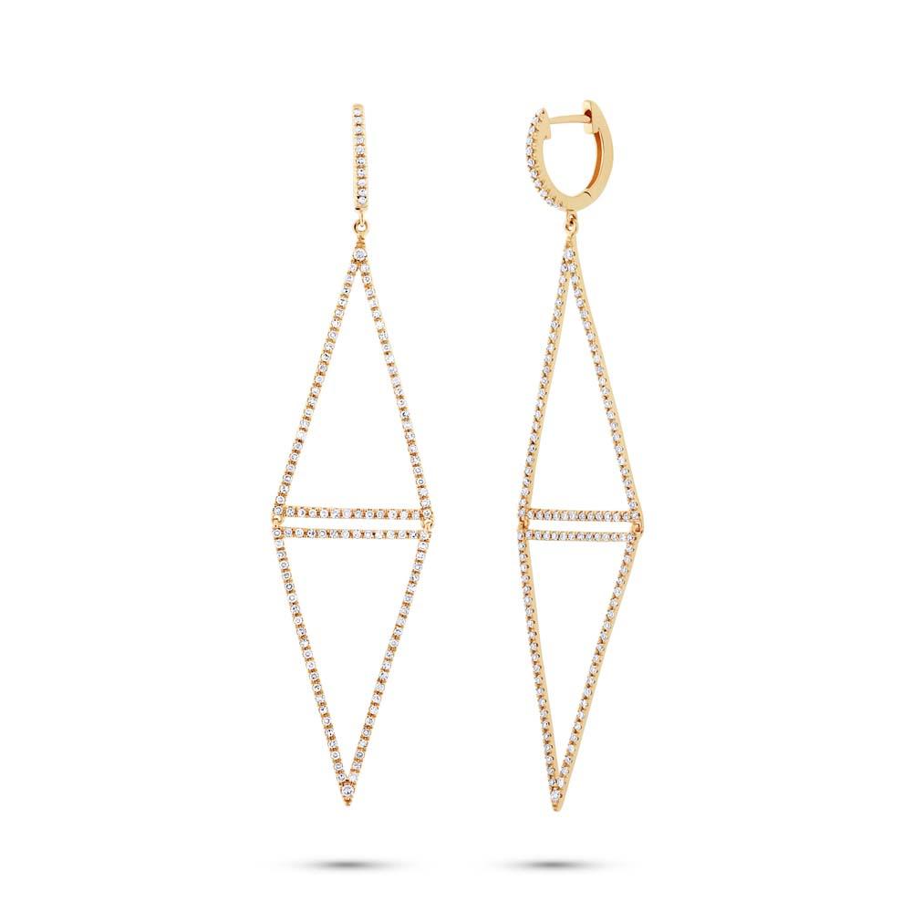 14k Yellow Gold Diamond Triangle Earring - 0.89ct