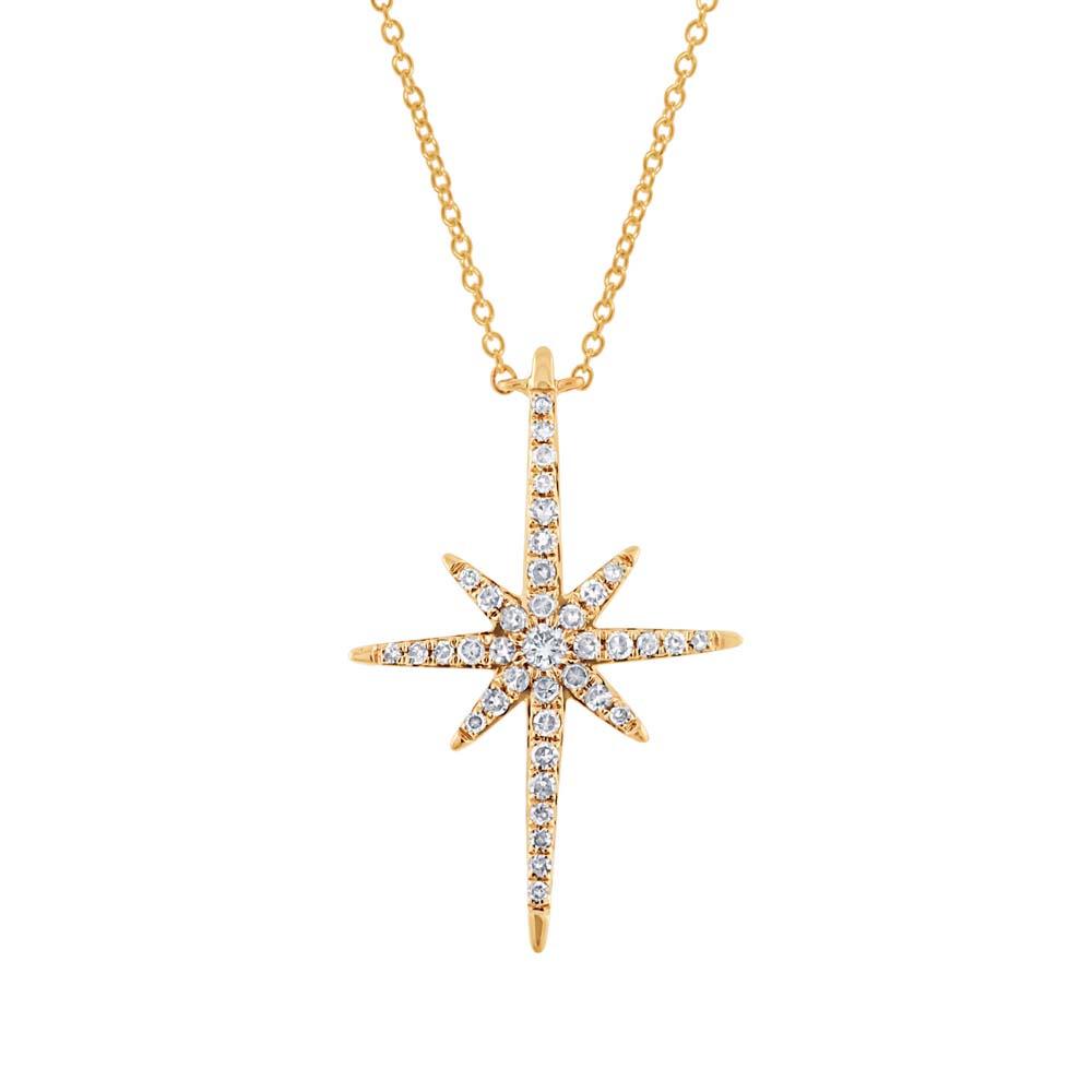 14k Yellow Gold Diamond North Star Necklace - 0.24ct