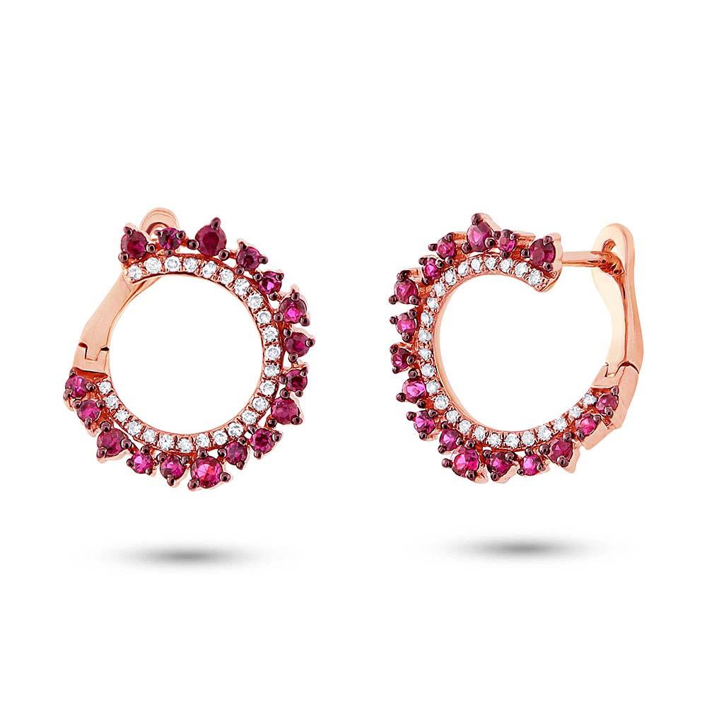 Diamond & 0.67ct Ruby 14k Rose Gold Earring
