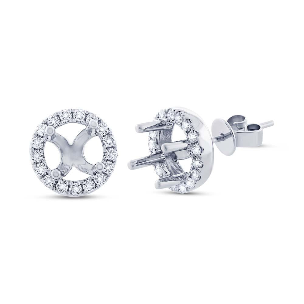 14k White Gold Diamont Semi-mount Stud Earring - 0.49ct