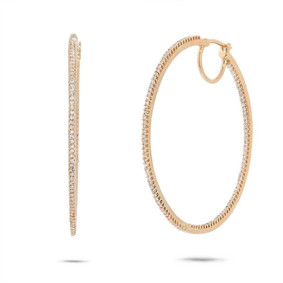 14k Yellow Gold Diamond Hoop Earring - 0.74ct