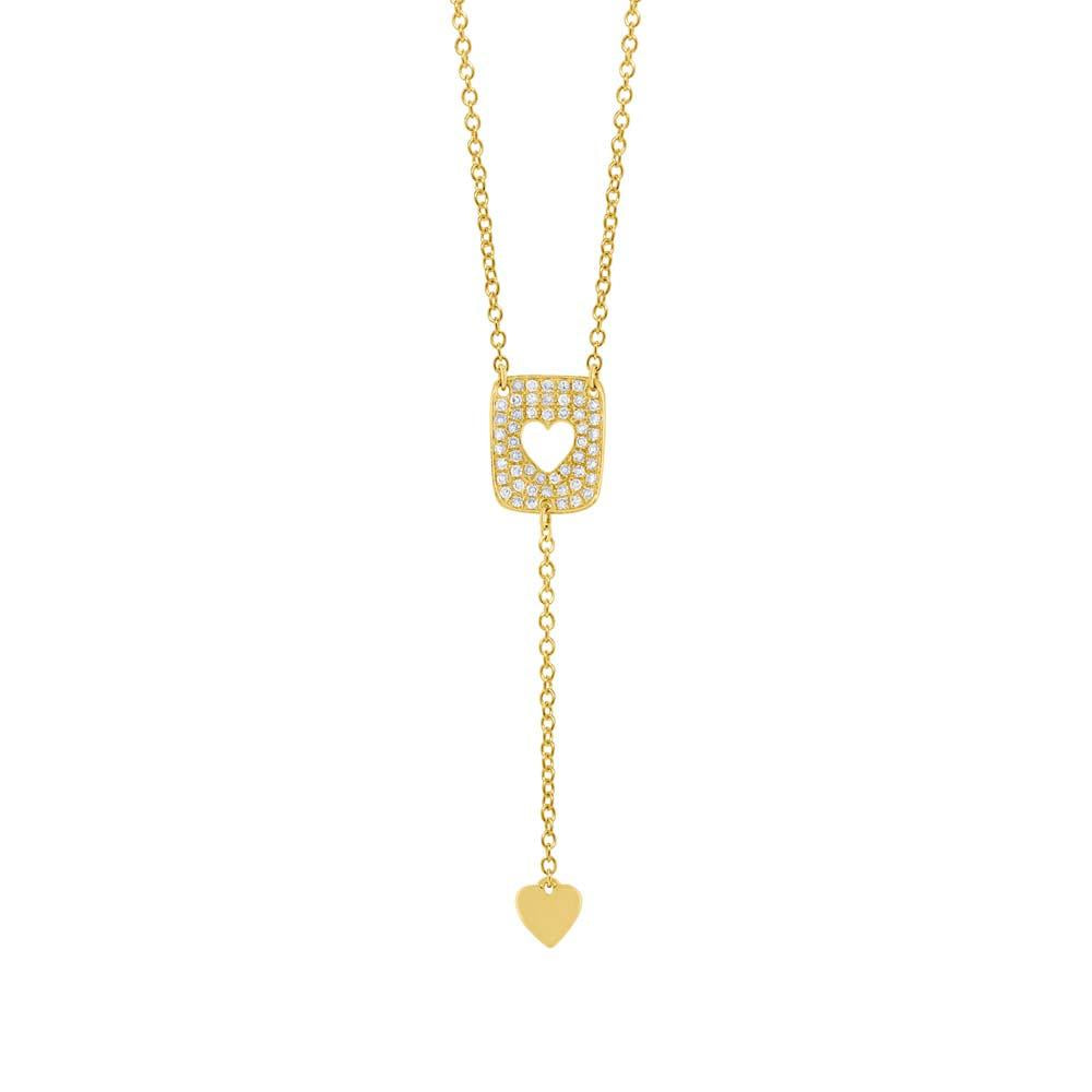 14k Yellow Gold Diamond Heart Lariat Necklace - 0.13ct
