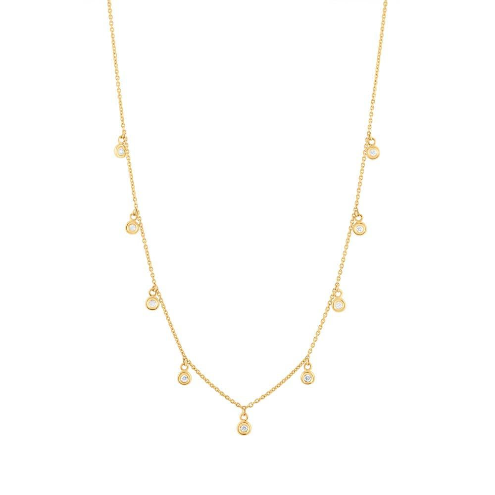 14k Yellow Gold Diamond Necklace - 0.22ct