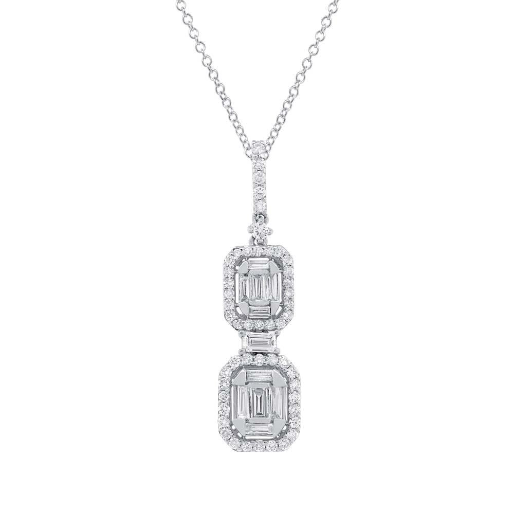 18k White Gold Diamond Baguette Pendant - 0.94ct