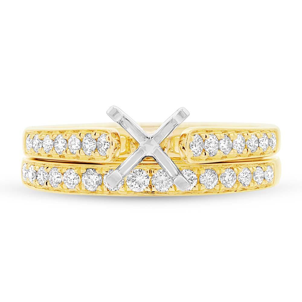 14k Yellow Gold Diamond Semi-mount Ring 2-pc for 0.75ct Center - 0.48ct