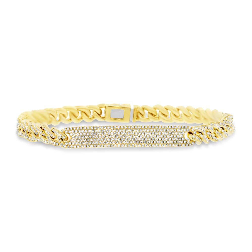 14k Yellow Gold Diamond Pave Chain Bracelet - 1.49ct