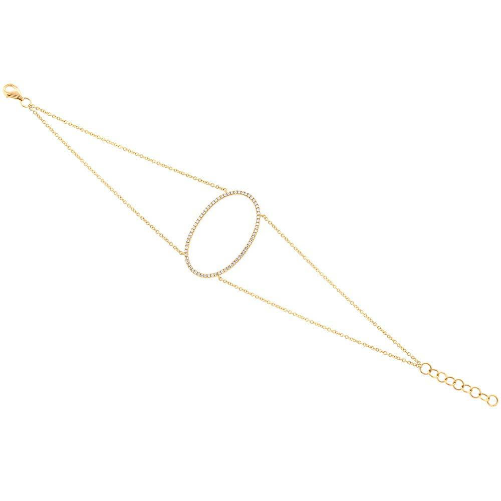 14k Yellow Gold Diamond Lady's Oval Bracelet - 0.21ct