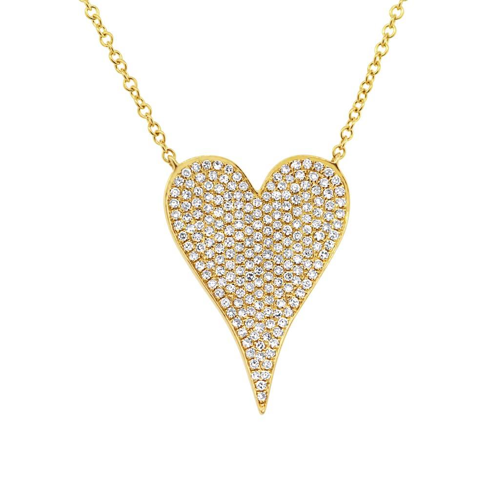 14k Yellow Gold Diamond Heart Necklace - 0.43ct
