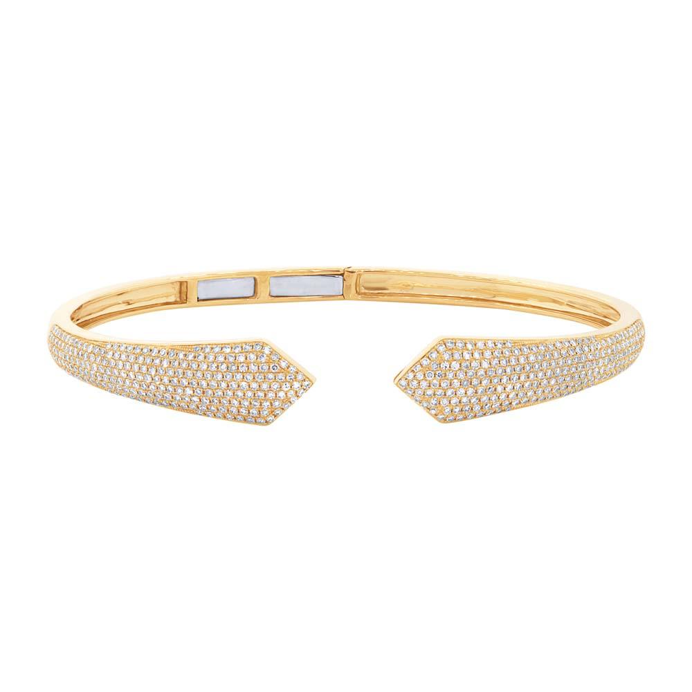 14k Yellow Gold Diamond Pave Bangle - 1.34ct
