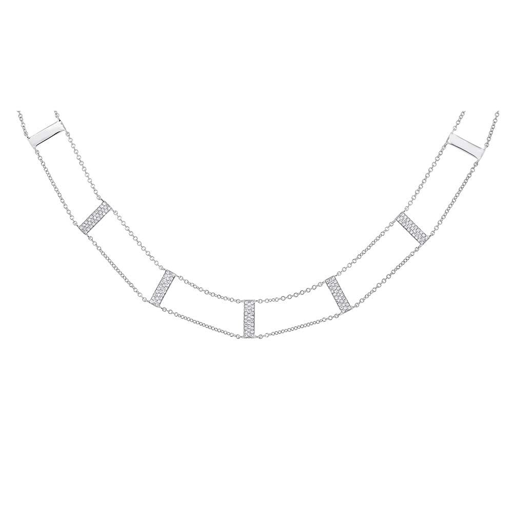 14k White Gold Classy Diamond Ladder Necklace - 0.33ct V0041