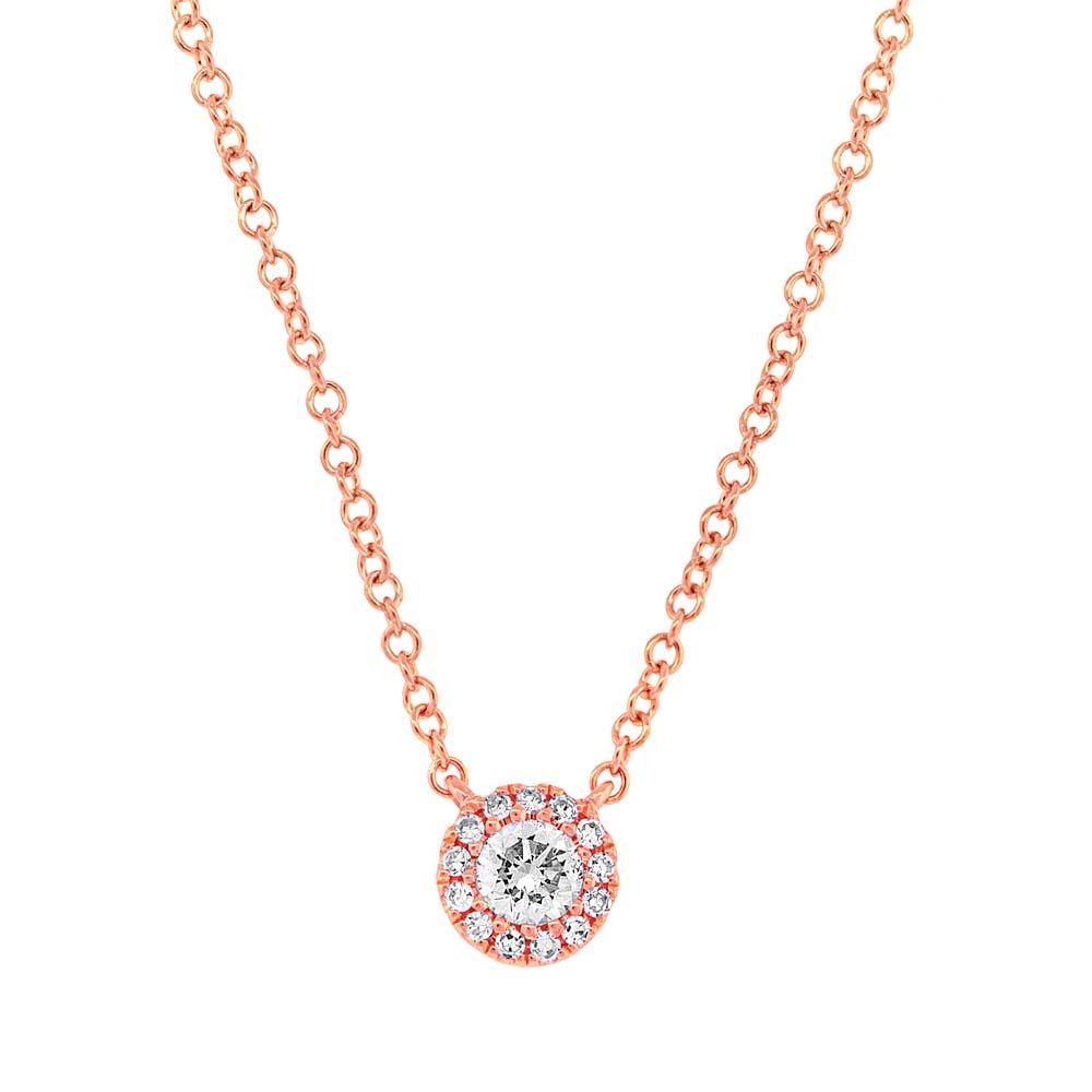 14k Rose Gold Diamond Pendant - 0.14ct