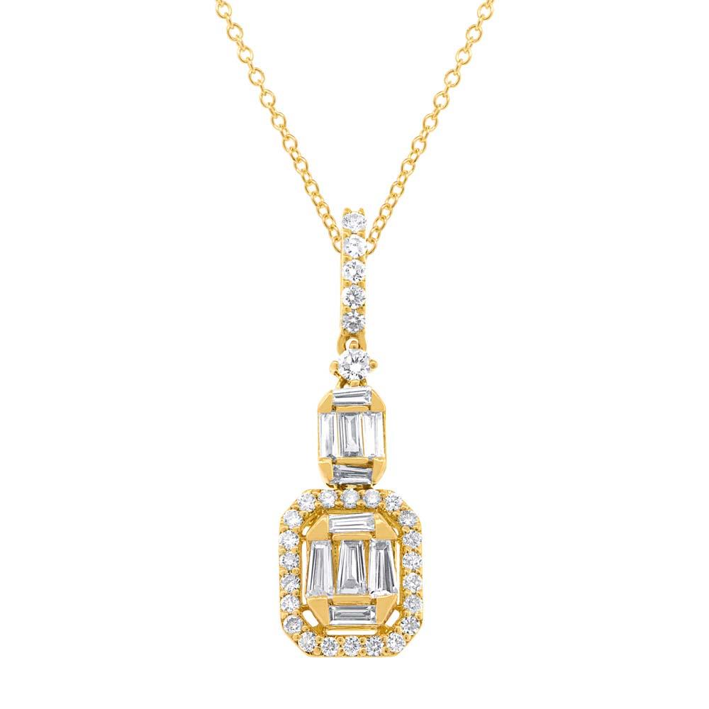 18k Yellow Gold Diamond Baguette Pendant - 0.69ct
