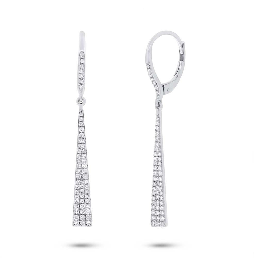14k White Gold Diamond Triangle Earring - 0.43ct