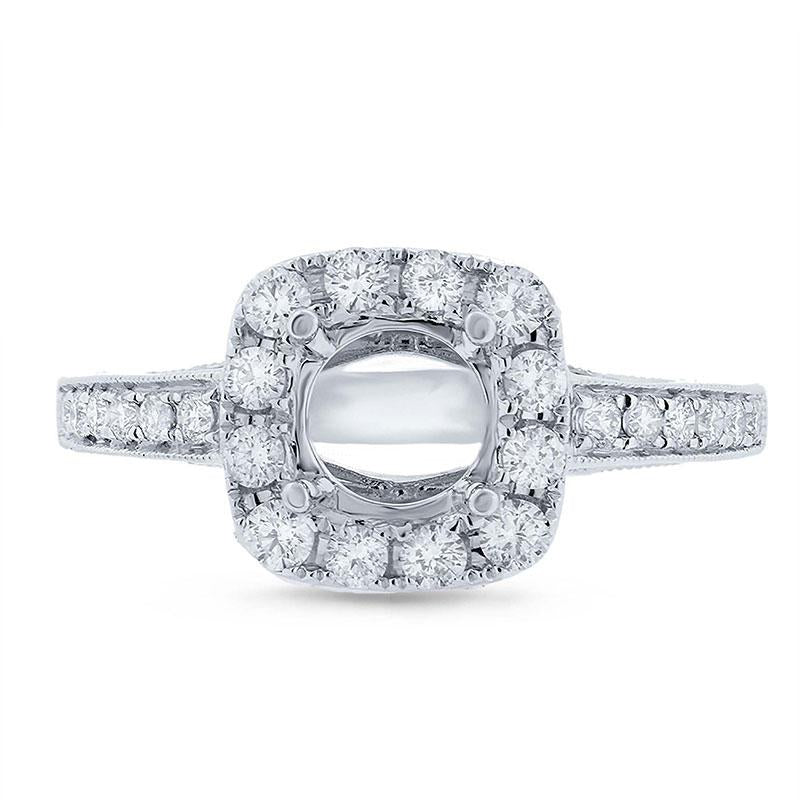 14k White Gold Diamond Semi-mount Ring - 0.52ct