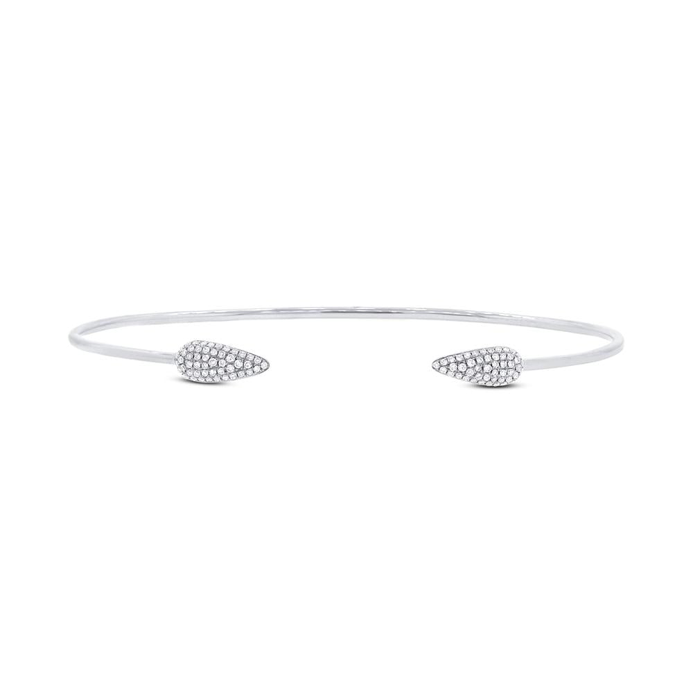 14k White Gold Diamond Bangle - 0.22ct