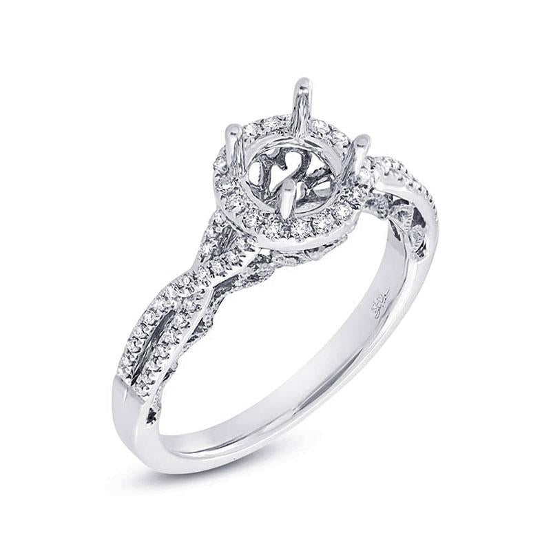 14k White Gold Diamond Semi-mount Ring for 0.75ct Center - 0.23ct