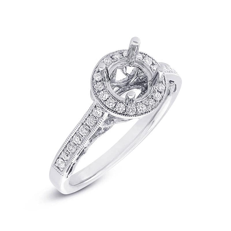 14k White Gold Diamond Semi-mount Ring for 0.75ct Center - 0.31ct
