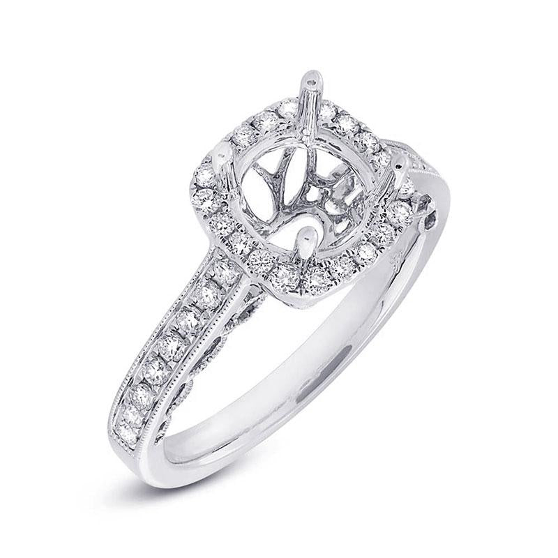 14k White Gold Diamond Semi-mount Ring for 1.50ct Center - 0.44ct