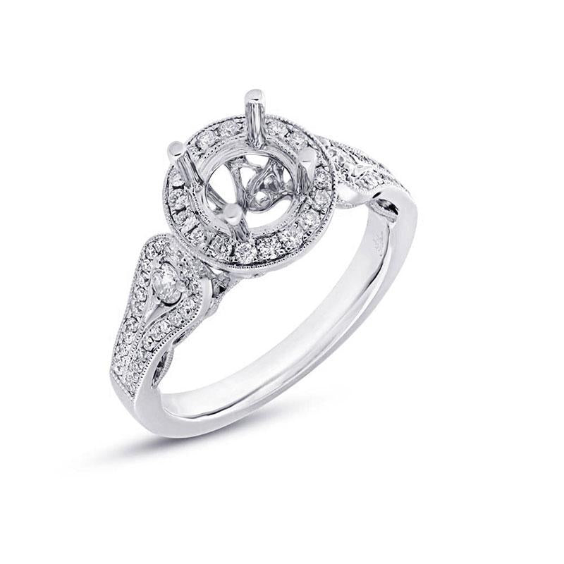 14k White Gold Diamond Semi-mount Ring for 1.00ct Center - 0.50ct