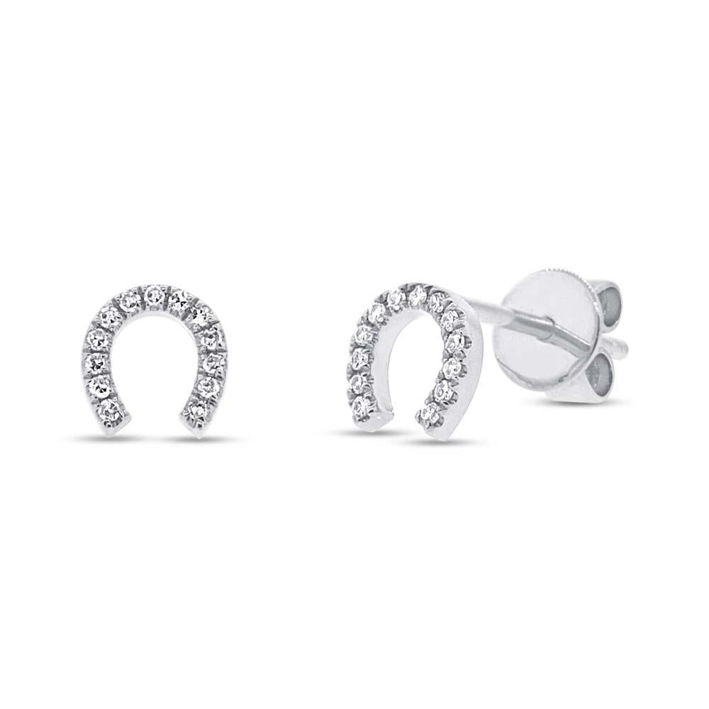 14k White Gold Diamond Horseshoe Earring - 0.06ct