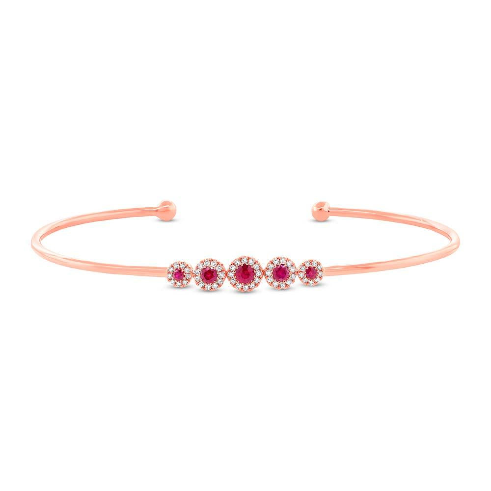 Diamond & 0.28ct Ruby 14k Rose Gold Bangle