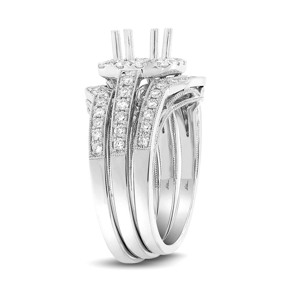 14k White Gold Diamond Semi-mount Ring 2-pc - 0.75ct