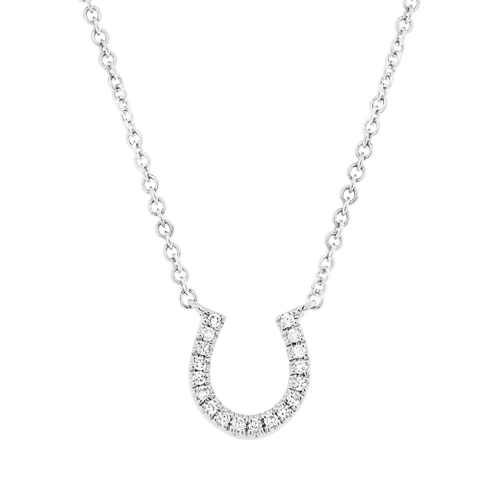 14k White Gold Diamond Horseshoe Pendant - 0.06ct