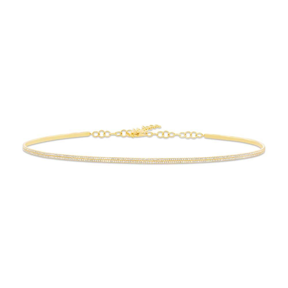 14k Yellow Gold Diamond Choker Necklace - 0.77ct