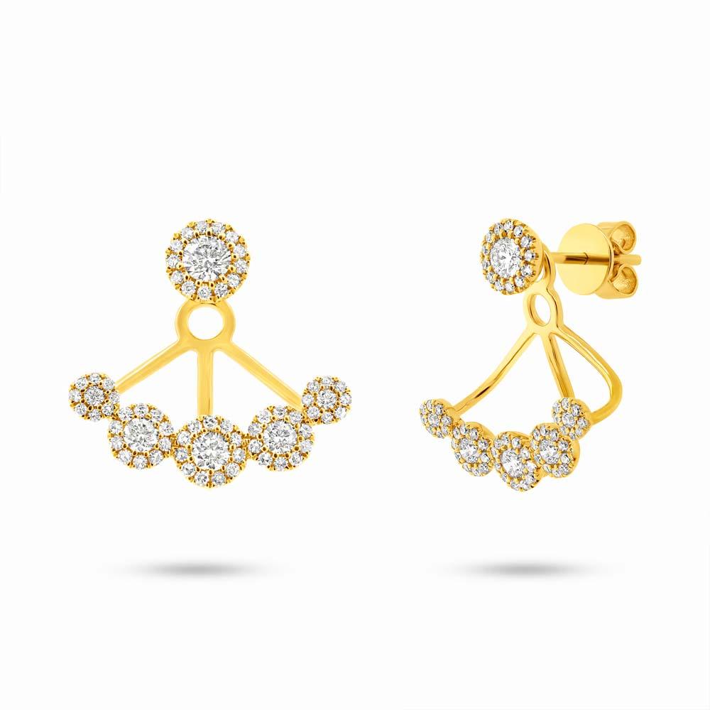 14k Yellow Gold Diamond Earring Jacket with Studs