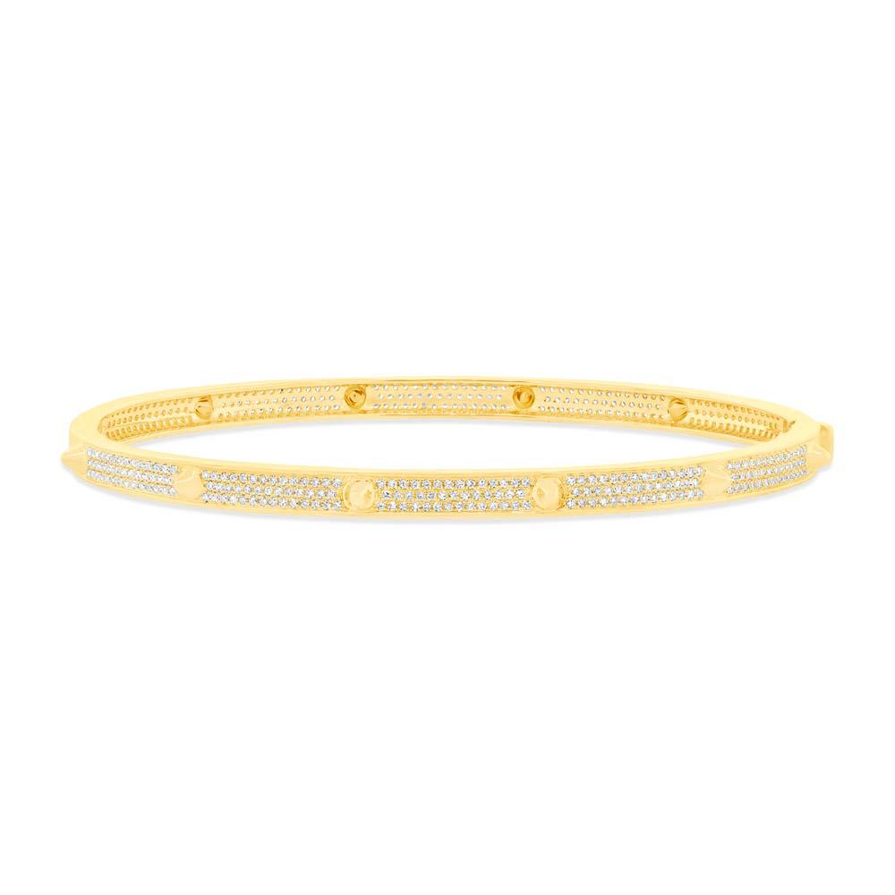 14k Yellow Gold Diamond Pave Bangle - 0.83ct