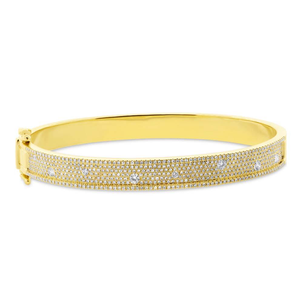 14k Yellow Gold Diamond Bangle - 1.47ct