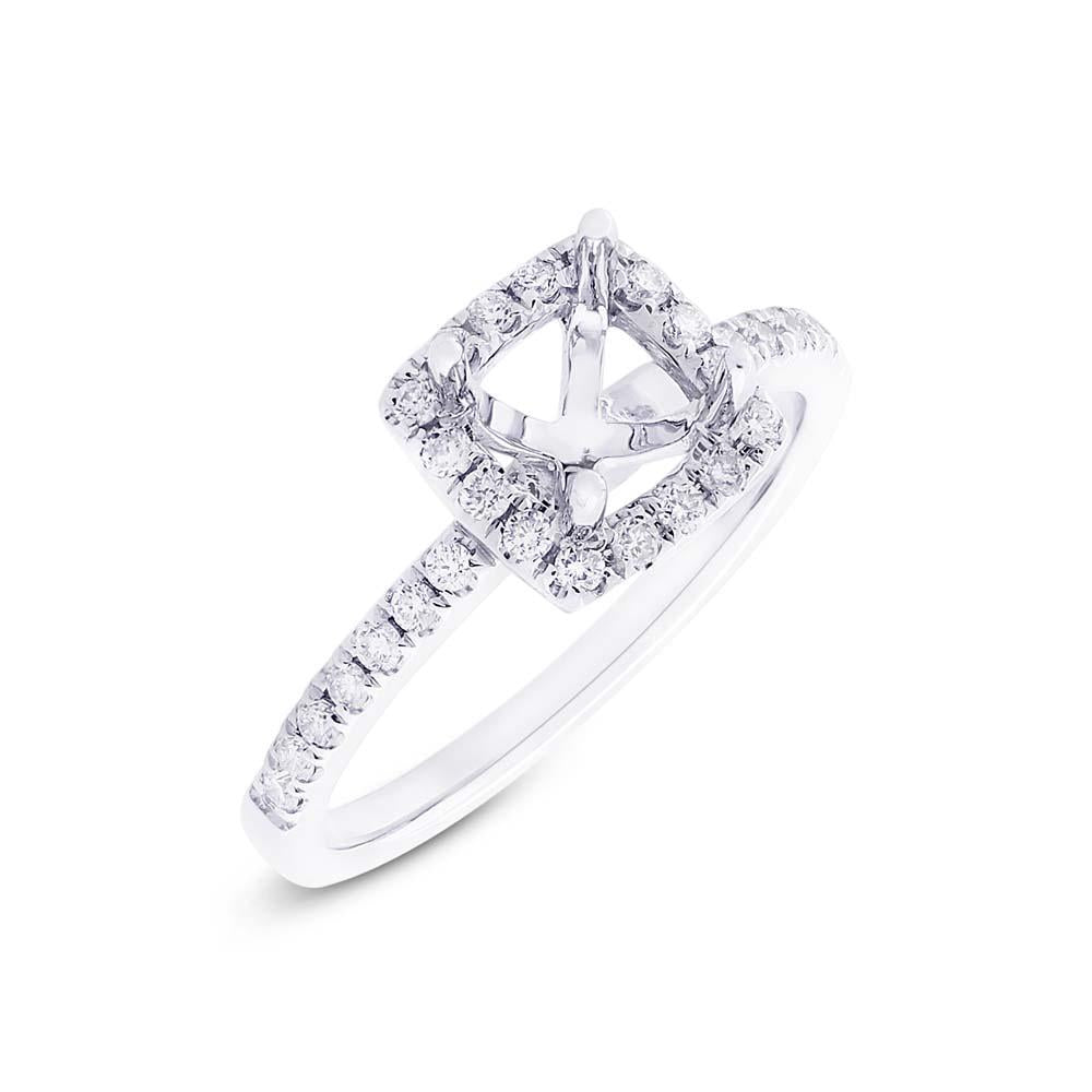 14k White Gold Diamond Semi-mount Ring for 5.5x5.5mm Center - 0.30ct