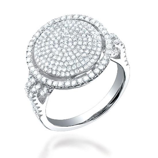 14k White Gold Diamond Pave ''O'' Ring - 1.10ct