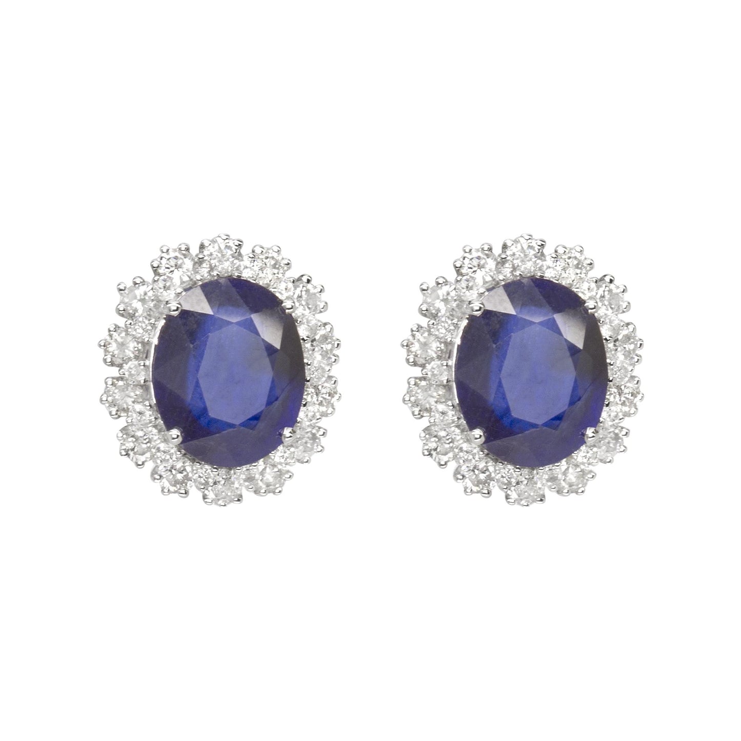 14K White Gold Sapphire and Diamond Earrings