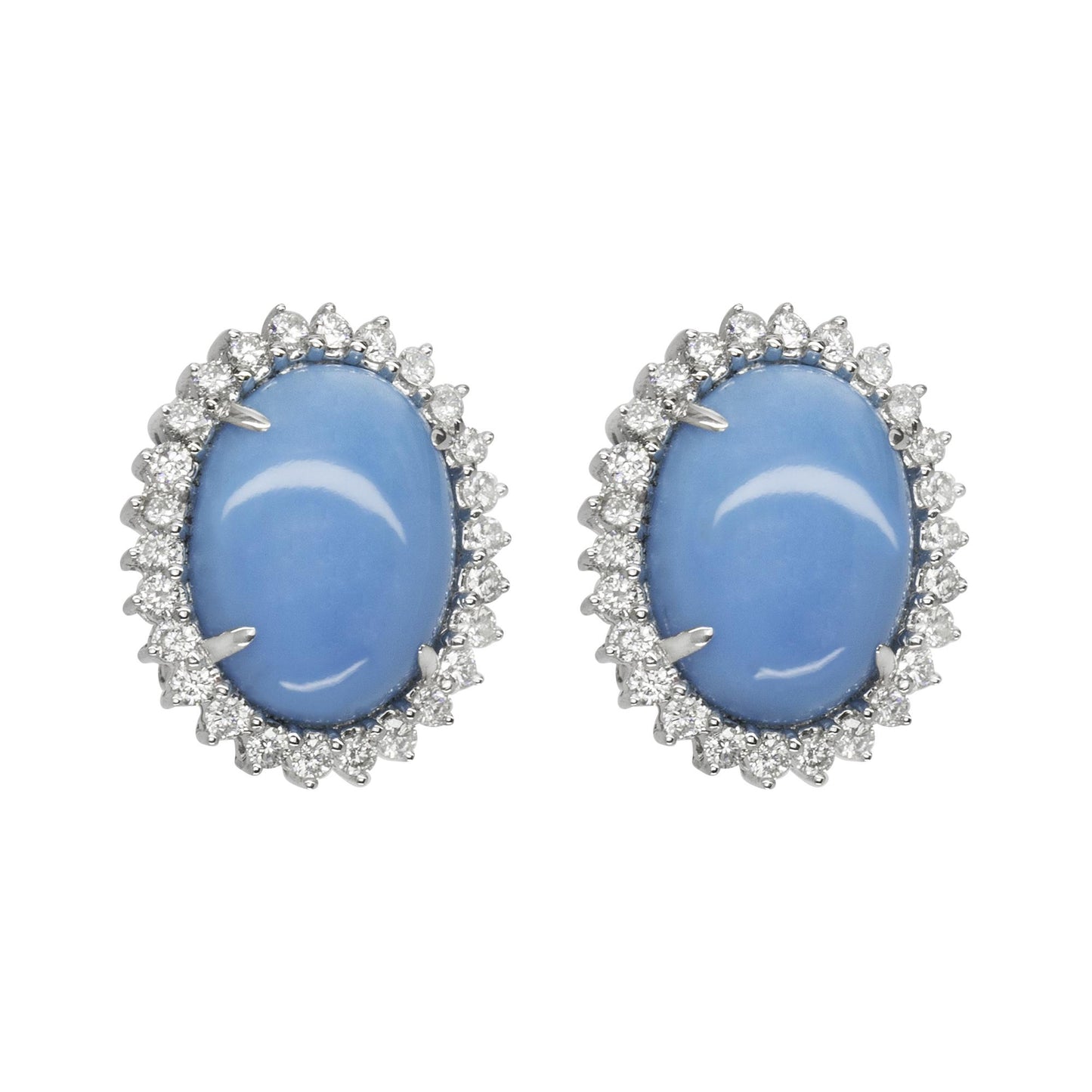 14k White Gold Classy Diamond and Turquoise Earrings