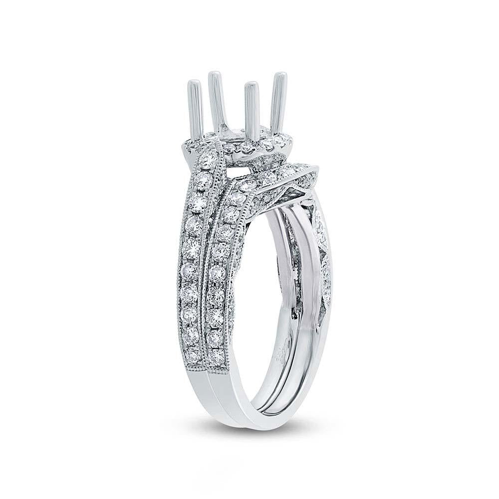 14k White Gold Diamond Semi-mount Ring 2-pc - 1.13ct