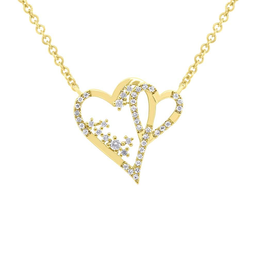 14k Yellow Gold Diamond Heart Necklace