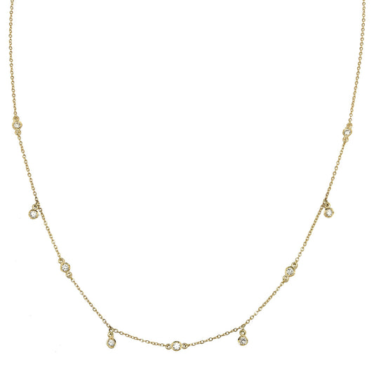 14K Yellow Gold Necklace with Diamond by the yard  0.80ct Round Diamonds. V0162