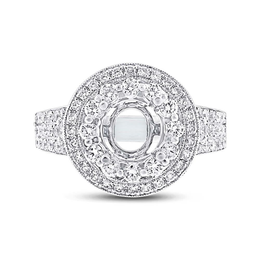 14k White Gold Diamond Semi-mount Ring - 1.14ct