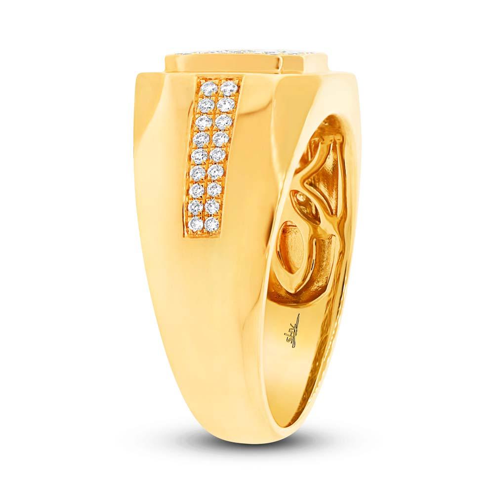 14k Yellow Gold Diamond Men's Ring - 0.57ct
