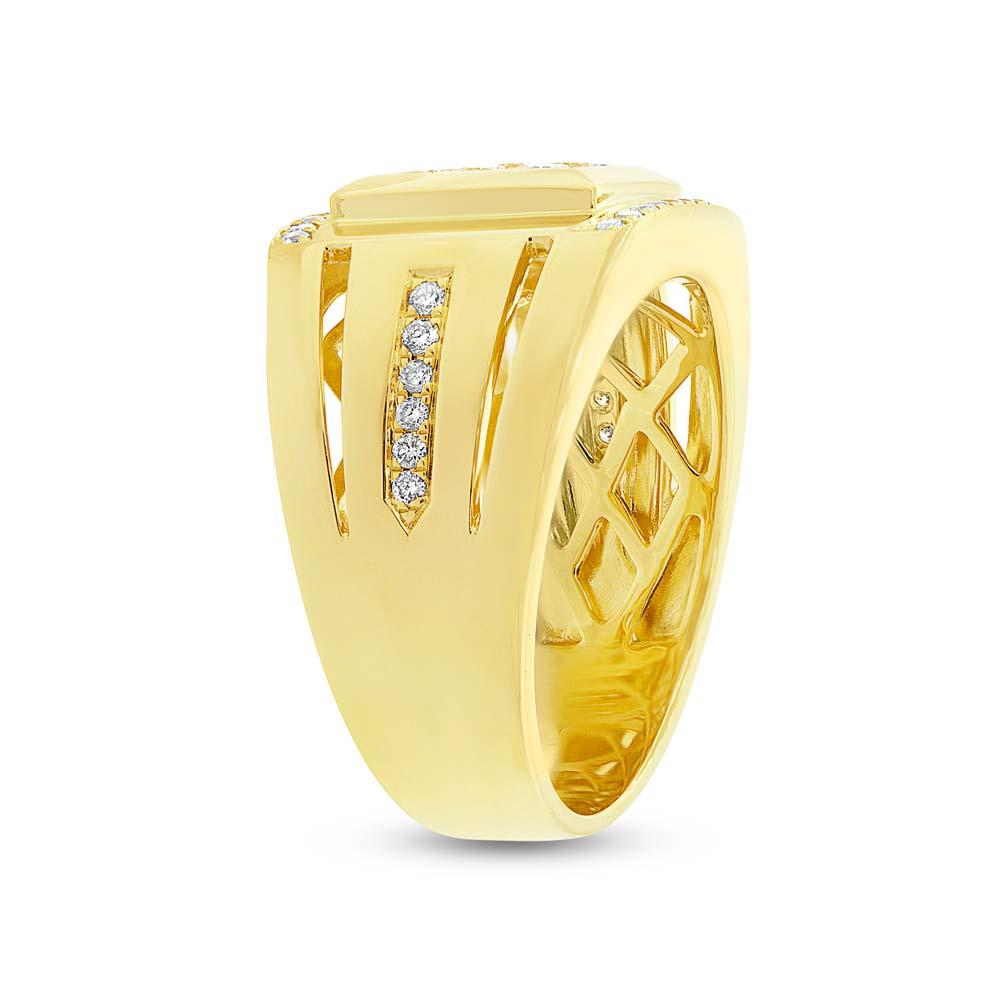 14k Yellow Gold Diamond Men's Ring - 0.79ct