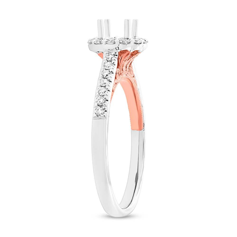 18k Two-tone Rose Gold Diamond Semi-mount Ring for 0.50ct Center Size 6.5 - 0.34ct