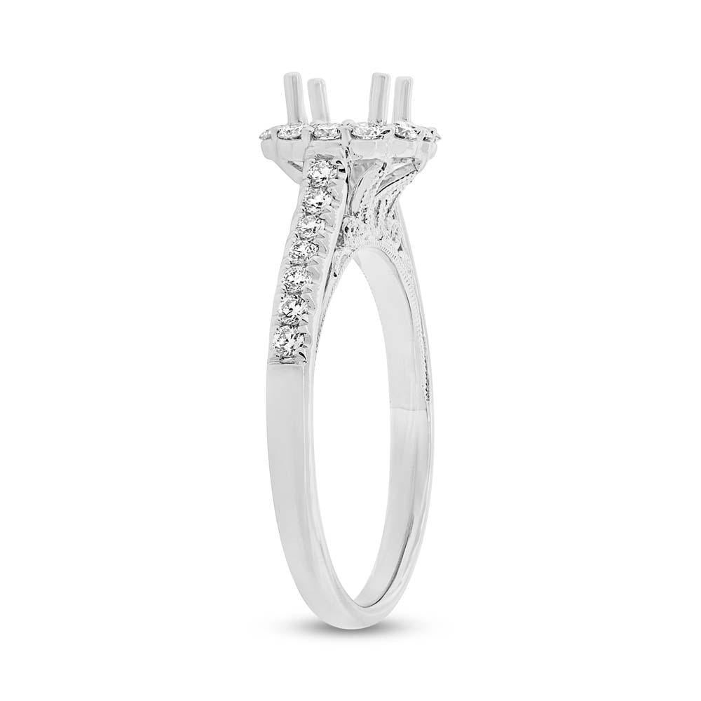 18k White Gold Diamond Semi-mount Ring for 0.75ct Center Size 6.5 - 0.48ct