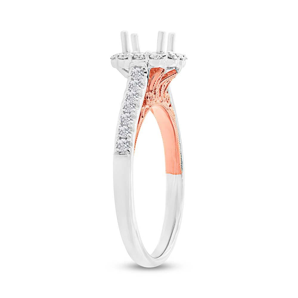 18k Two-tone Rose Gold Diamond Semi-mount Ring for 0.75ct Center Size 6.5 - 0.48ct