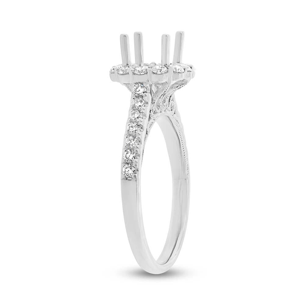 18k White Gold Diamond Semi-mount Ring for 1.00ct Center Size 6.5 - 0.59ct