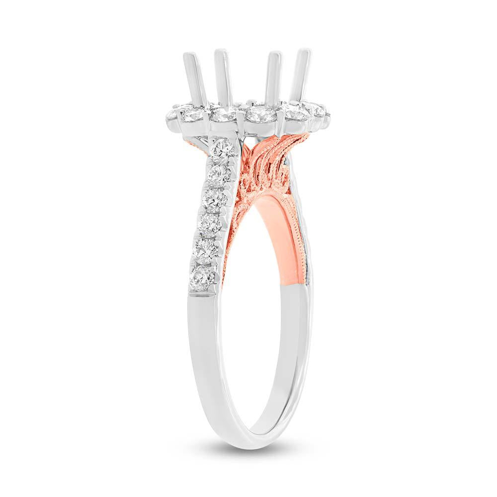 18k Two-tone Rose Gold Diamond Semi-mount Ring for 2.00ct Center - 1.01ct
