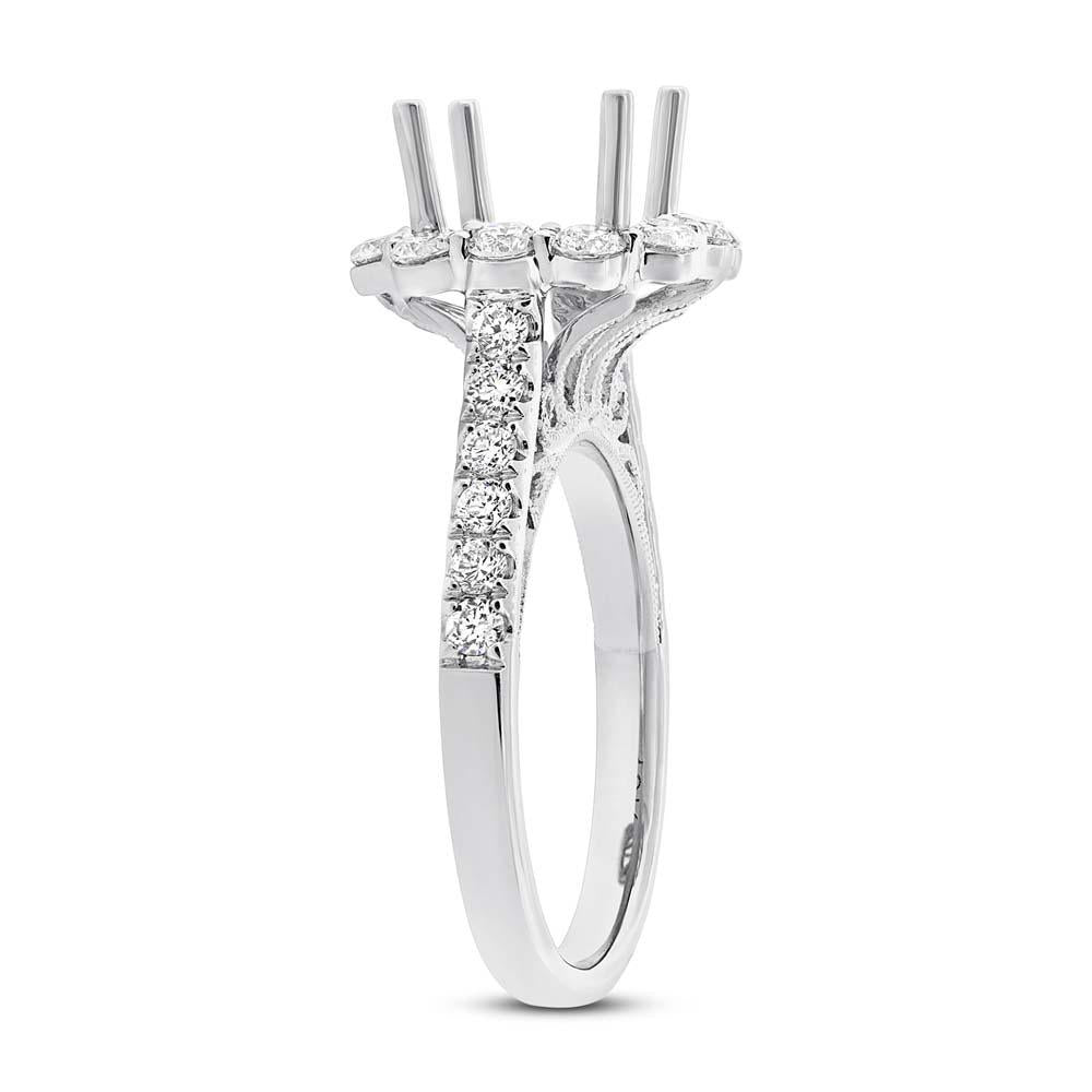 18k White Gold Diamond Semi-mount Ring for 3.00ct Center Size 6.5 - 1.08ct